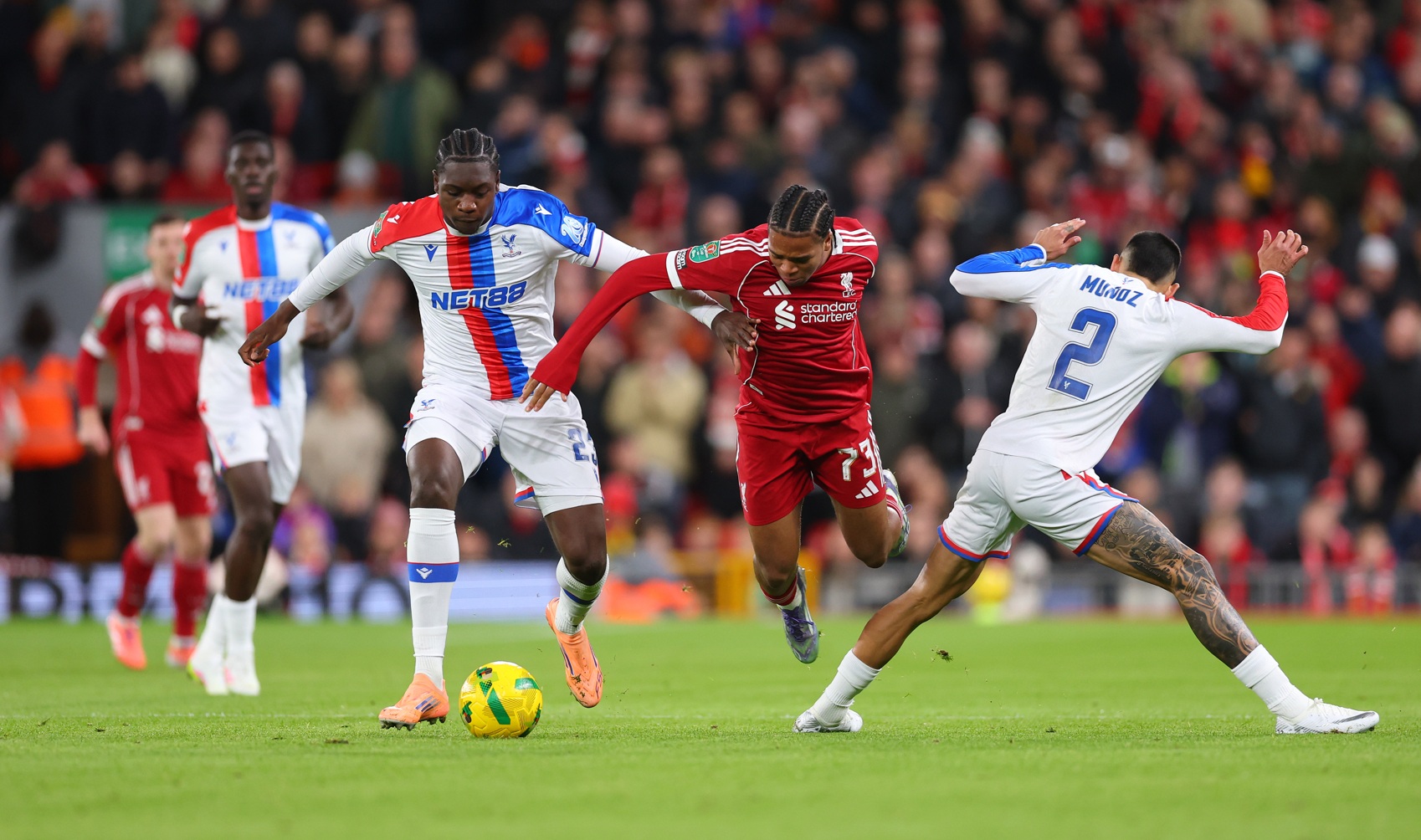 Rio Ngumoha troubled Crystal Palace at times in their game against Liverpool