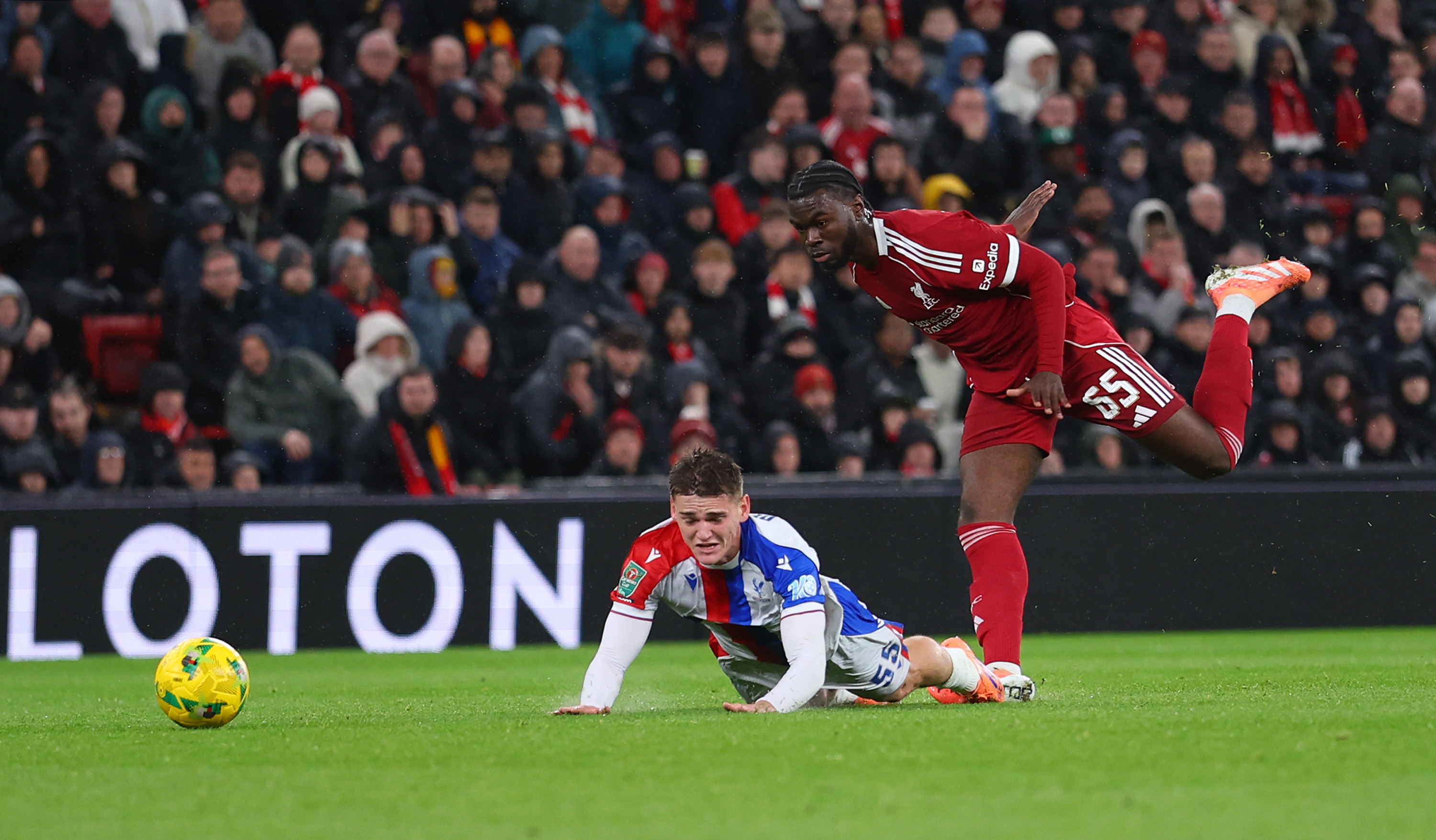 Amara Nallo was sent off for a last-man foul on Justin Devenny