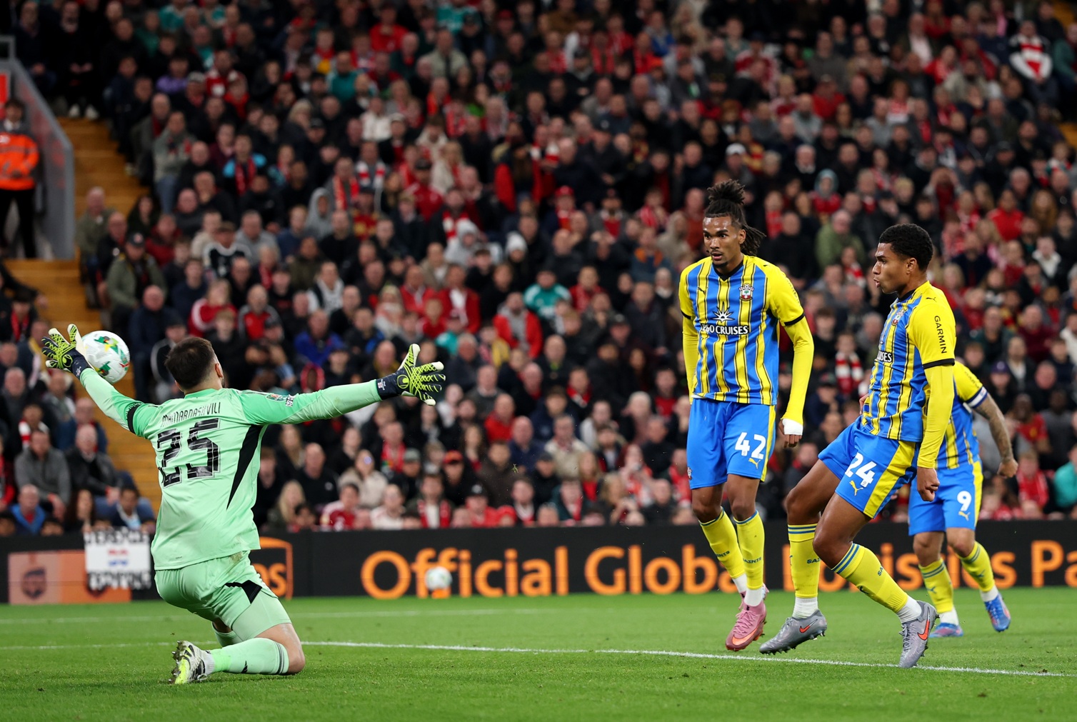 Giorgi Mamardashvili impressed for Liverpool in their Carabao Cup win over Southampton