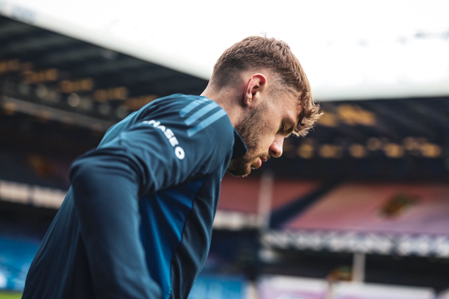 Conor Bradley trains with Northern Ireland at Goodison Park
