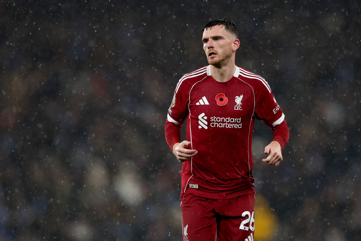 Andy Robertson in action against Manchester City