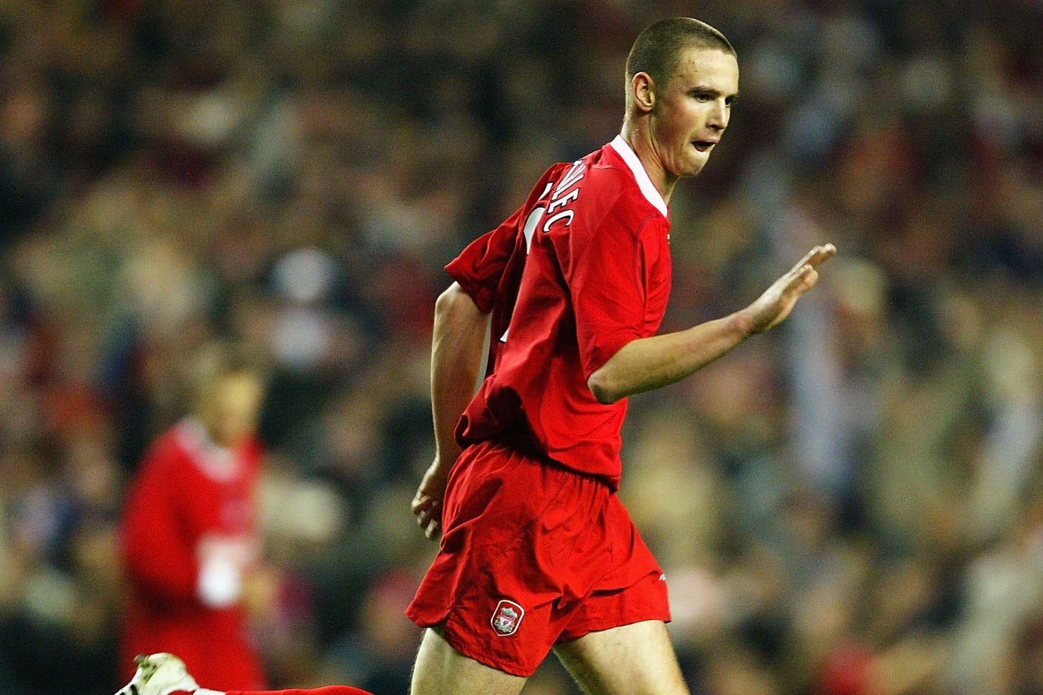 Anthony Le Tallec celebrates scoring in 2003