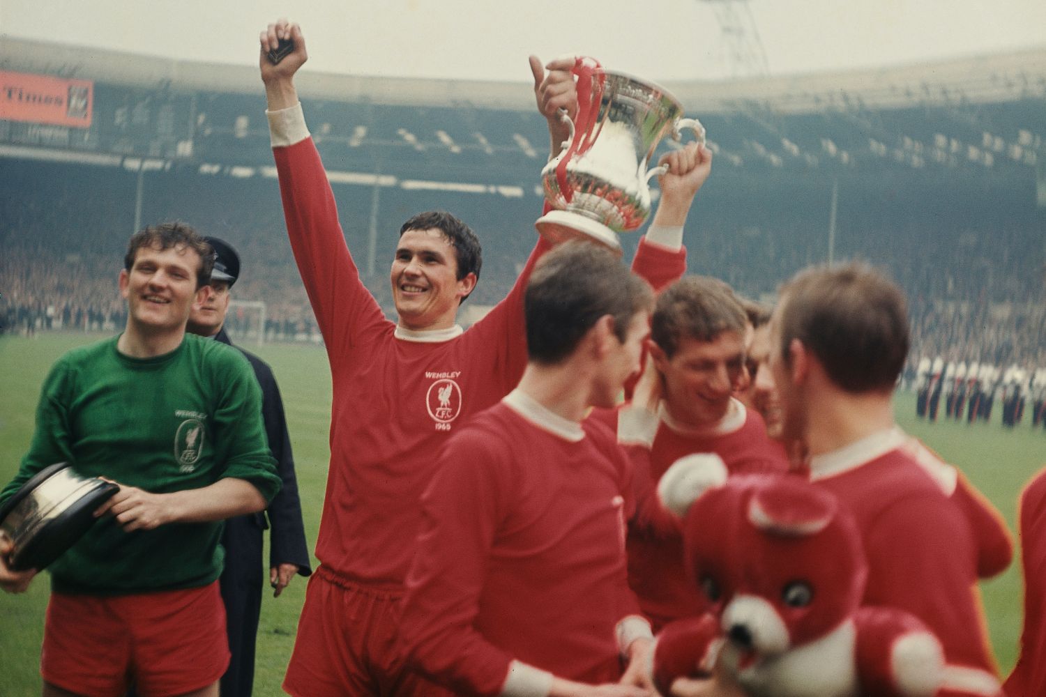 Liverpool celebrate winning the 1965 FA Cup