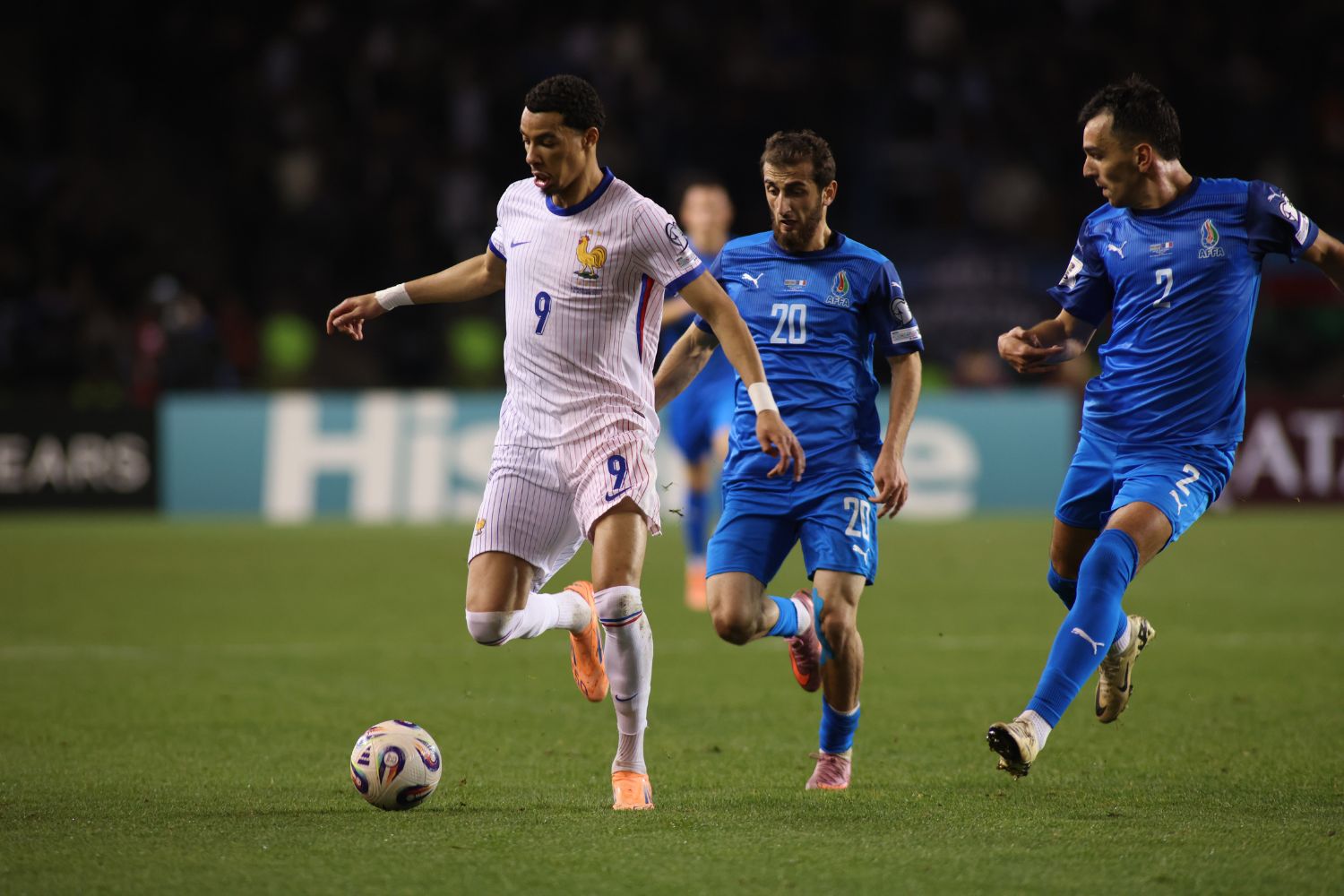 Hugo Ekitike in action for France against Azerbaijan