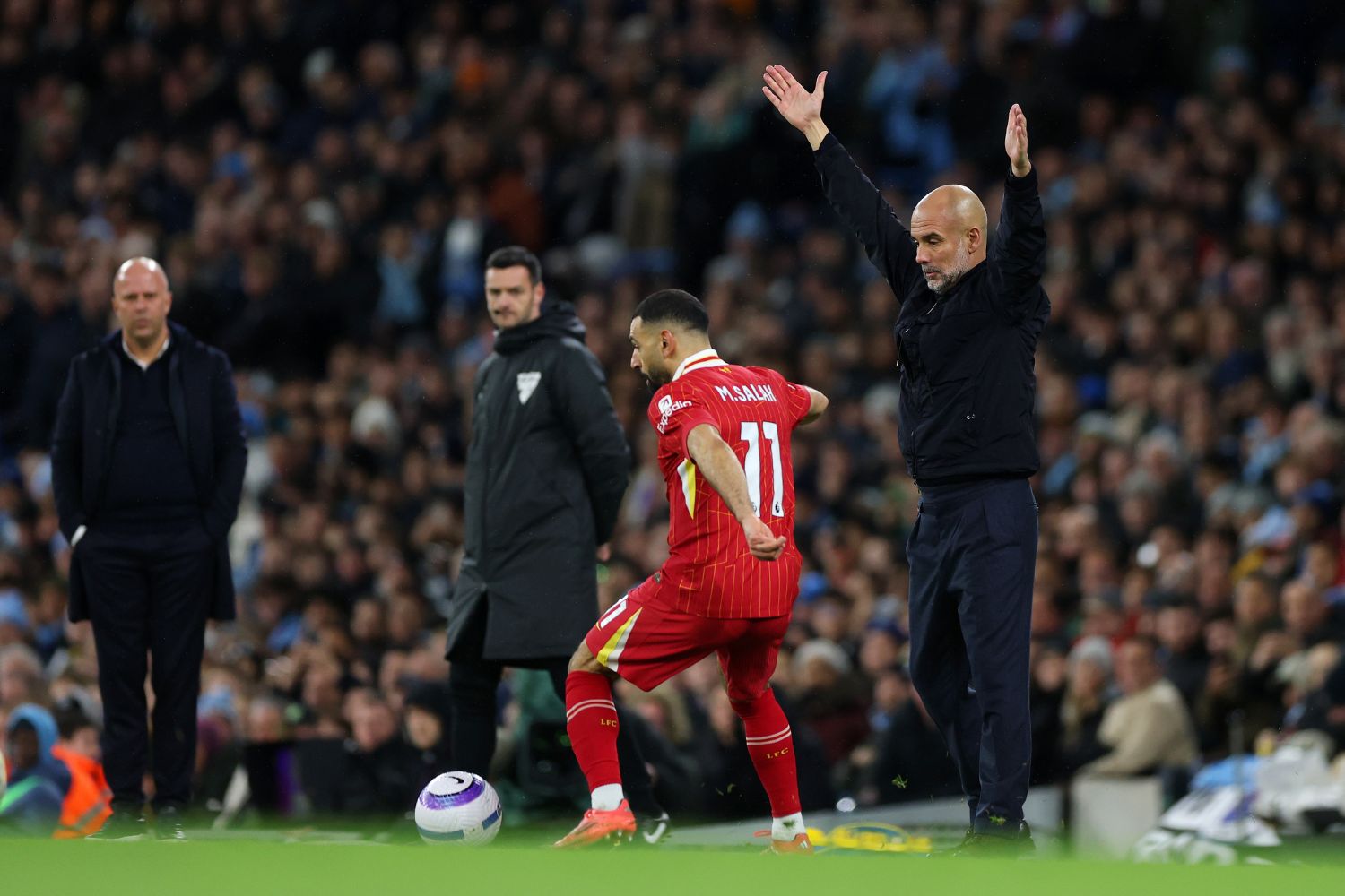 Mo Salah against Manchester City at the Etihad Stadium