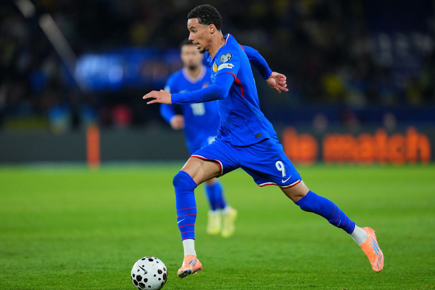 Hugo Ekitike plays for France against Ukraine