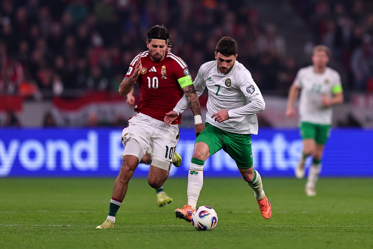 Dominik Szoboszlai in action against Ireland for Hungary
