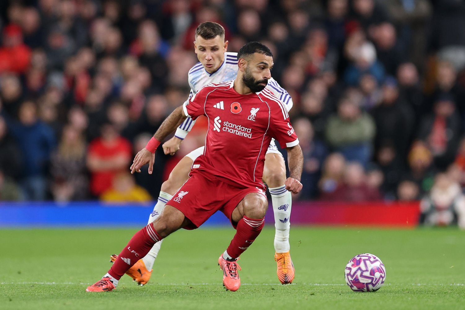 Mo Salah in action against Aston Villa