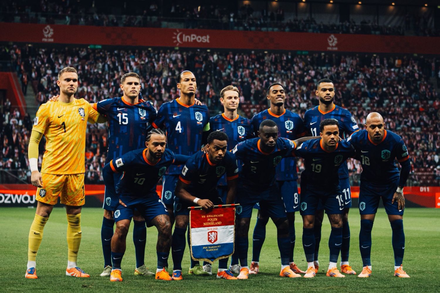 Ryan Gravenberch, Cody Gakpo and Virgil van Dijk with the Dutch squad before playing Poland