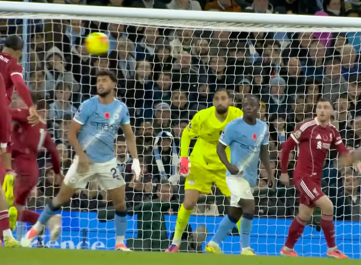 Andy Robertson was deemed to have been interfering with Gianluigi Donnarumma despite standing to the goalkeeper's left
