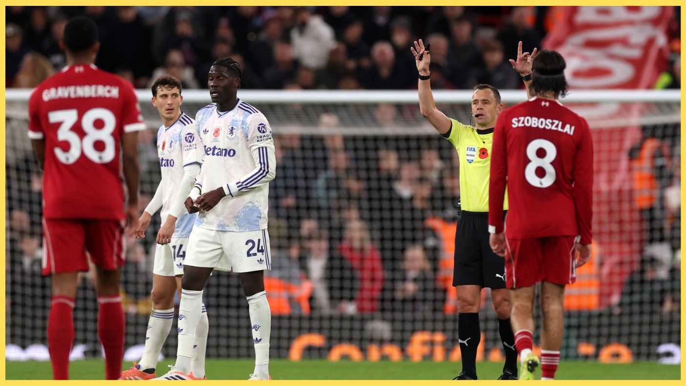 Stuart Attwell was criticised for not sending off Amadou Onana in Liverpool's win over Aston Villa