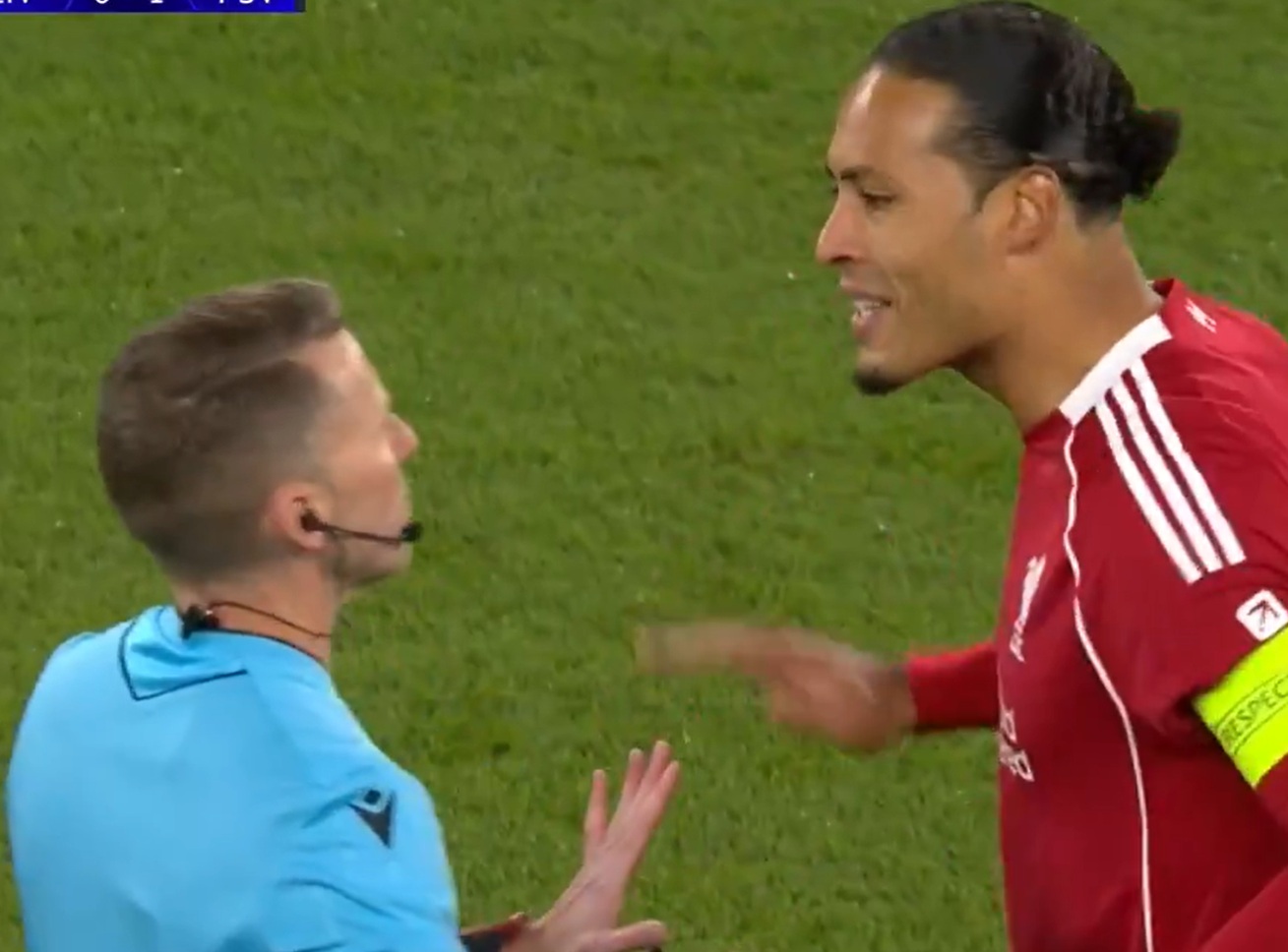 Virgil van Dijk's complaints to the referee fell on deaf ears
