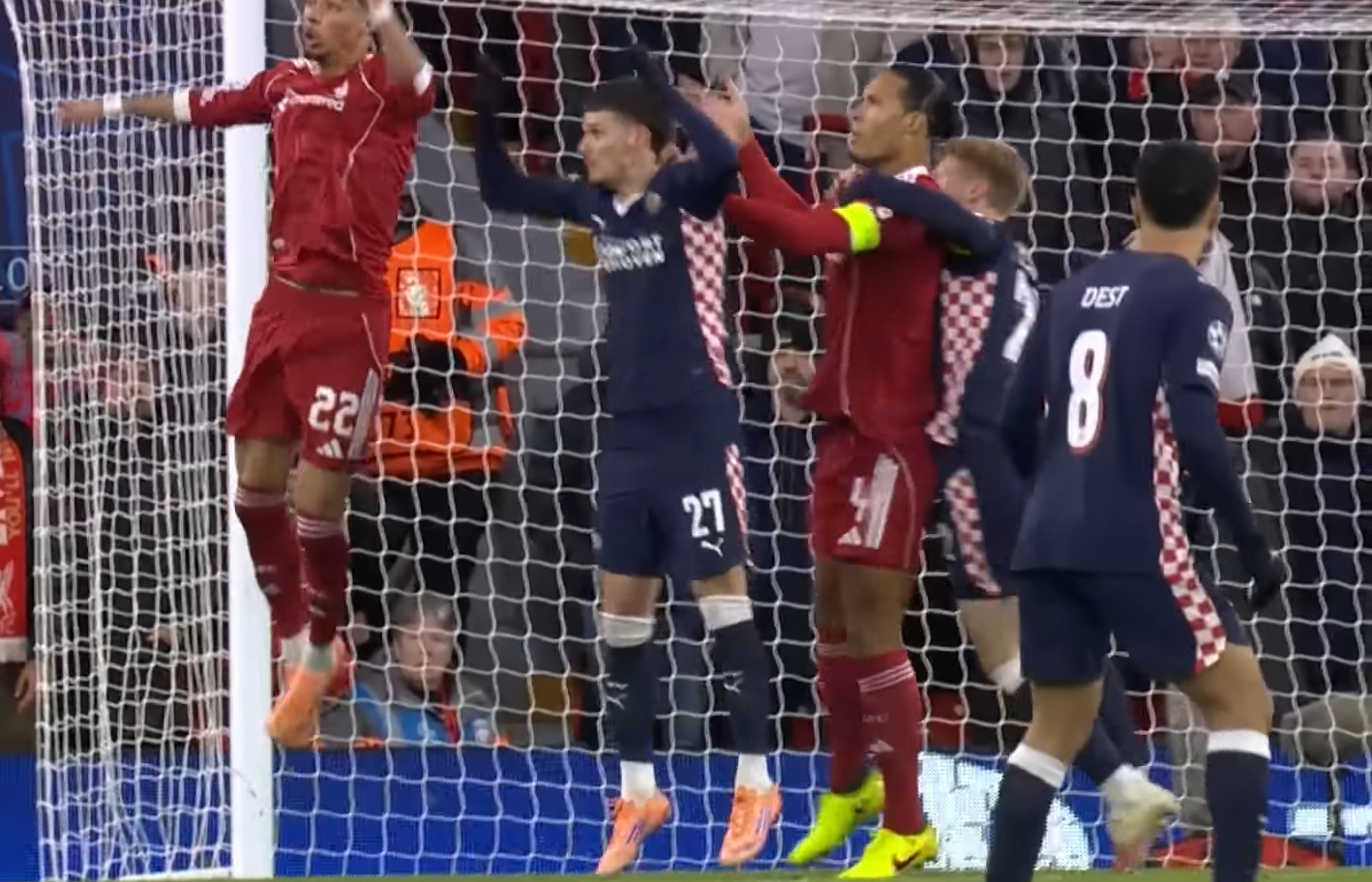 Jerdy Schouten admitted to pushing Virgil van Dijk prior to the Liverpool captain's handball against PSV Eindhoven