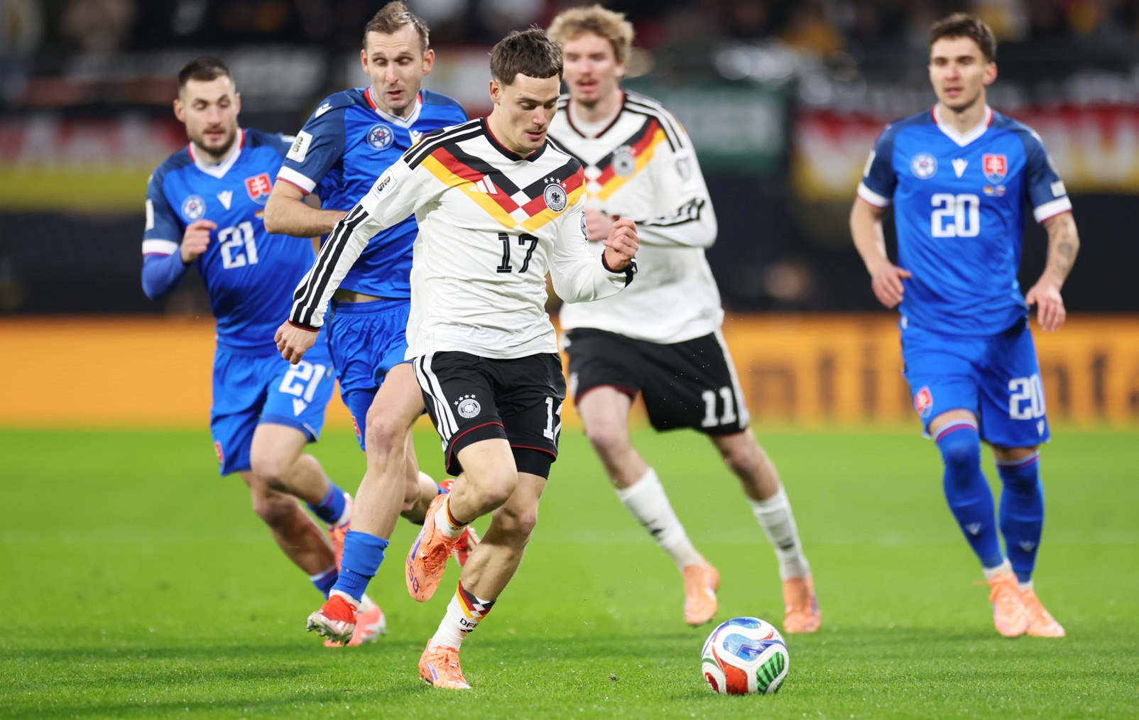 Florian Wirtz set up two goals for Leroy Sane in Germany's match against Slovakia on Monday