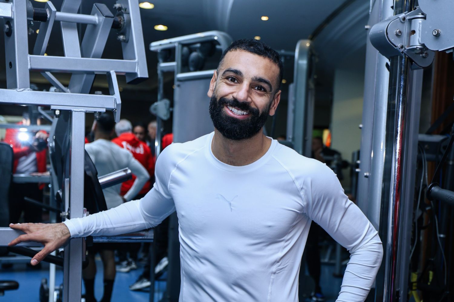 Mo Salah trains in a gym on Egypt duty