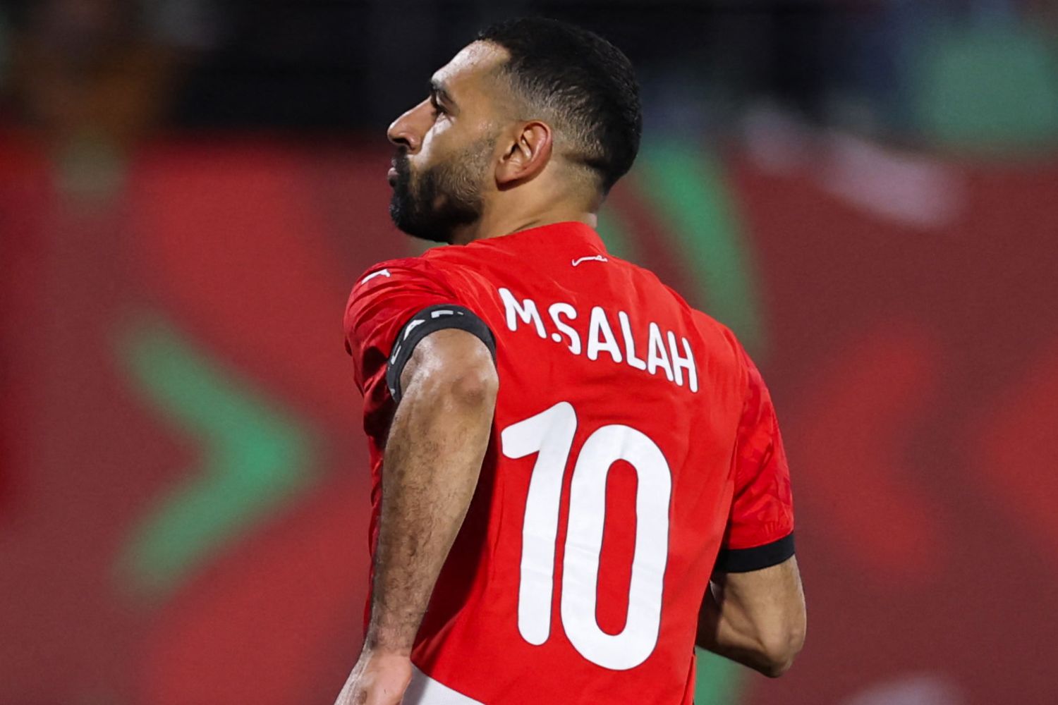 Mo Salah celebrates scoring against Zimbabwe for Egypt