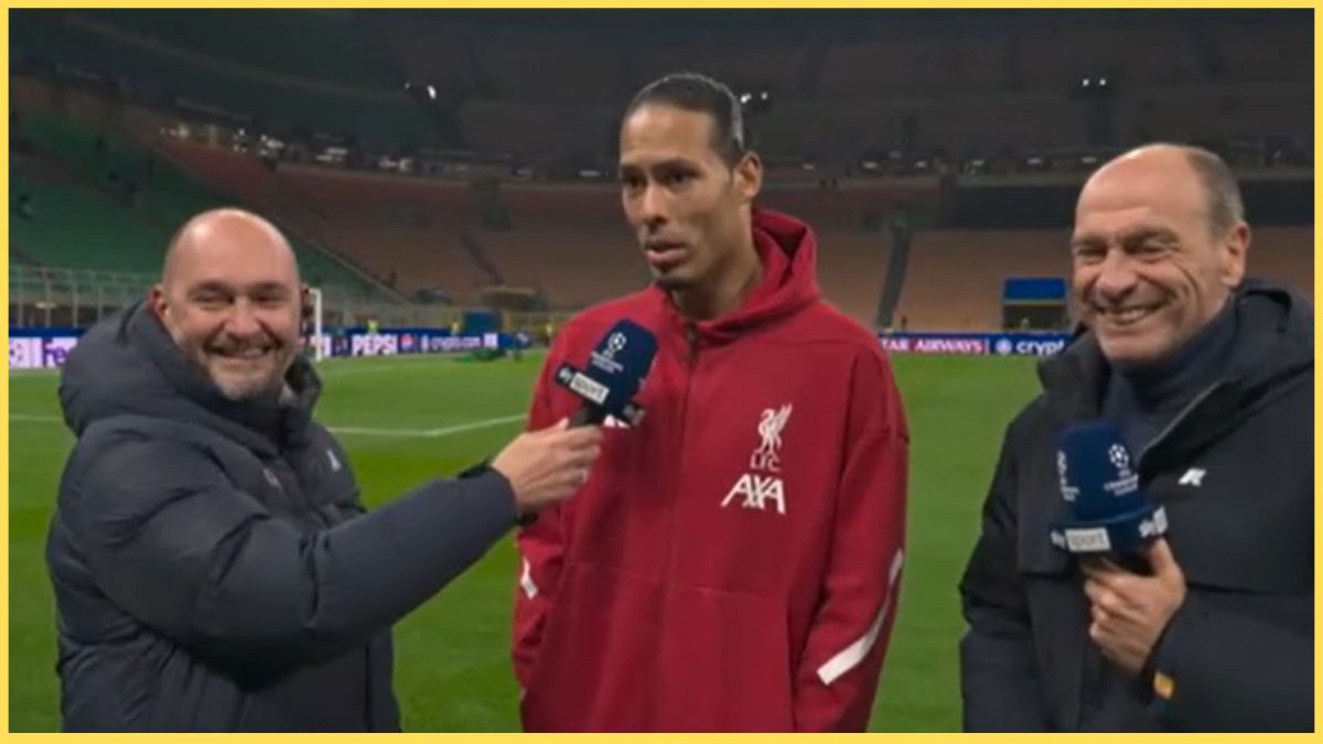 Virgil van Dijk speaks with Sky Sport Italia after beating Inter Milan