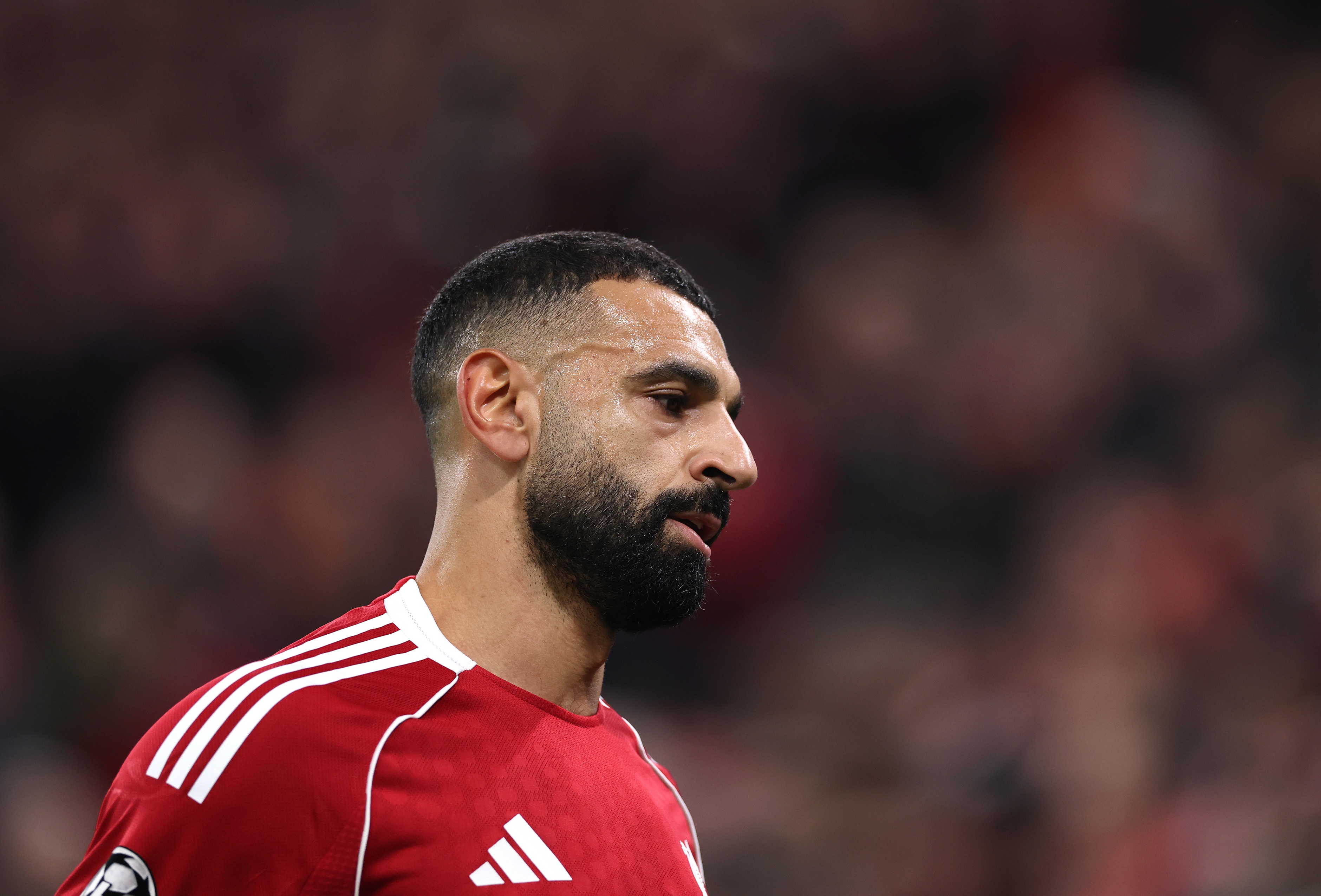 Mo Salah in action during Liverpool game.