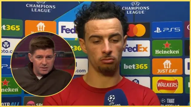 Curtis Jones has revealed how a 'reality check' from Steven Gerrard had a profound effect on him