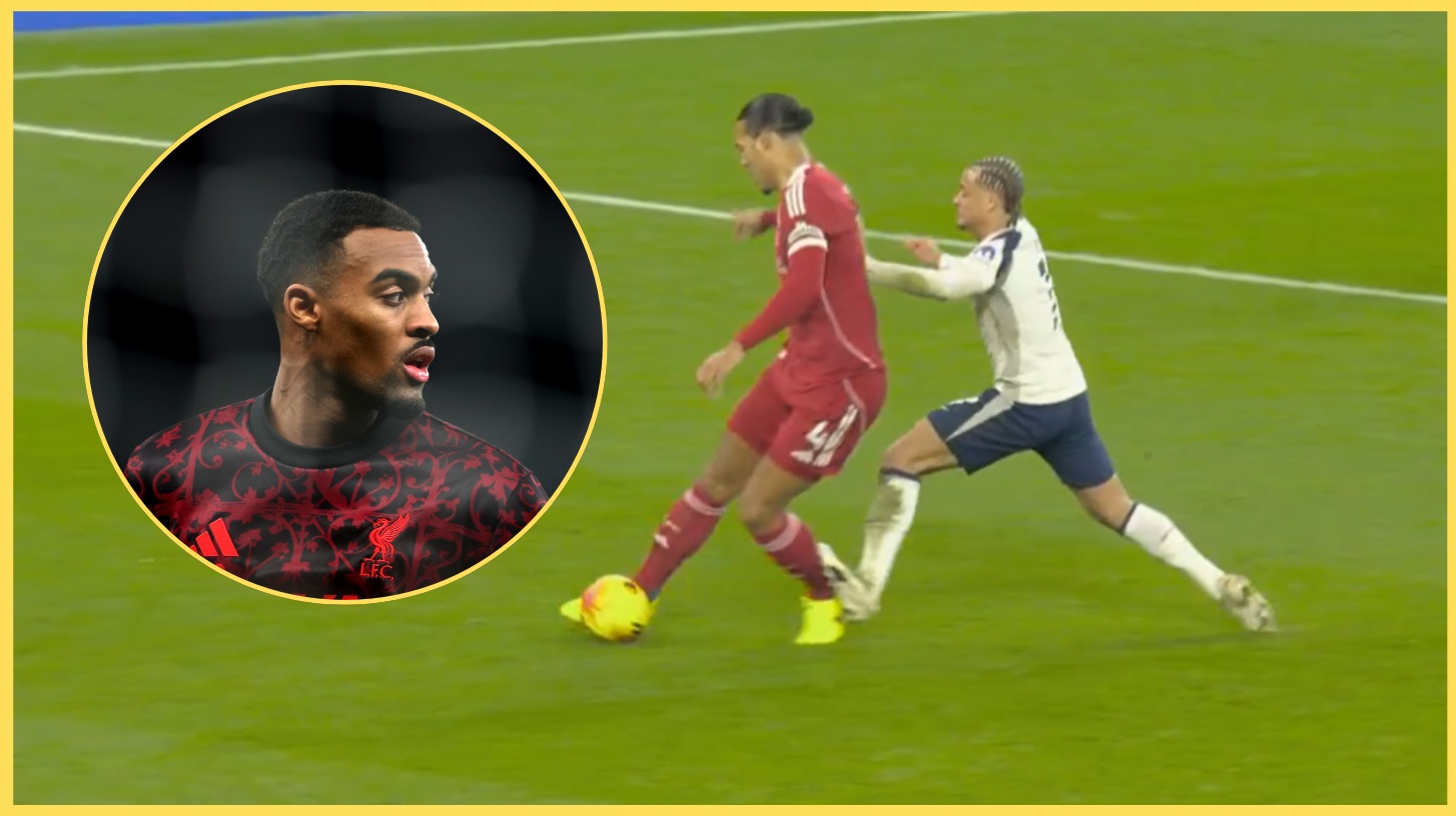 Ryan Gravenberch high-fived Xavi Simons after the Spurs forward's red card against Liverpool
