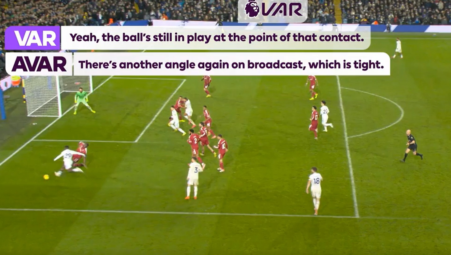 VAR adjudged Ibrahima Konate's foul on Wilfried Gnonto to have been committed when the ball was still in play