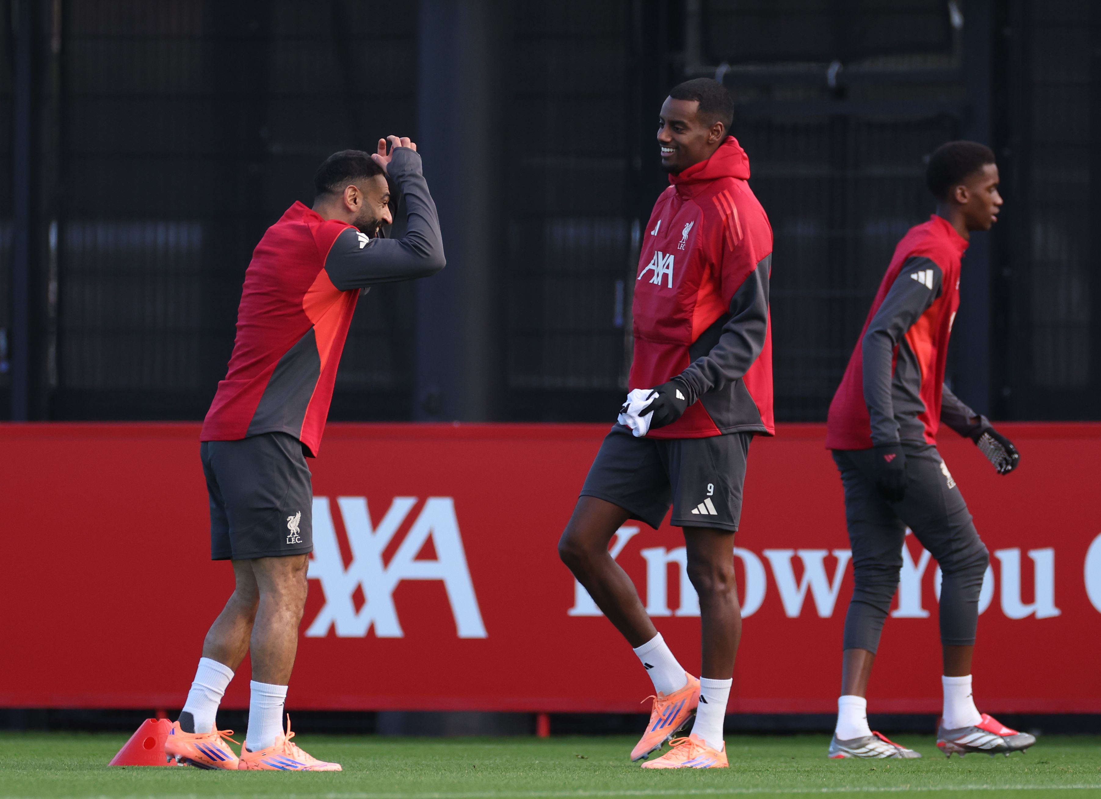 Mo Salah trains with Liverpool