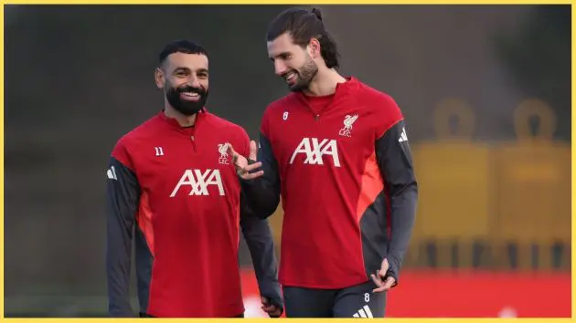 Mo Salah trained with the Liverpool squad on Monday morning