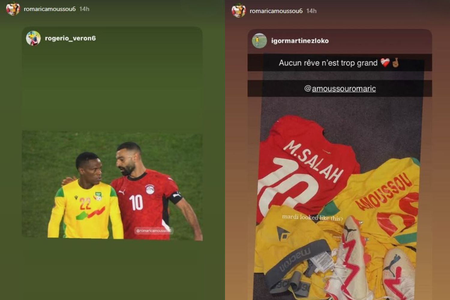 Romaric Amoussou uploads images of Mo Salah