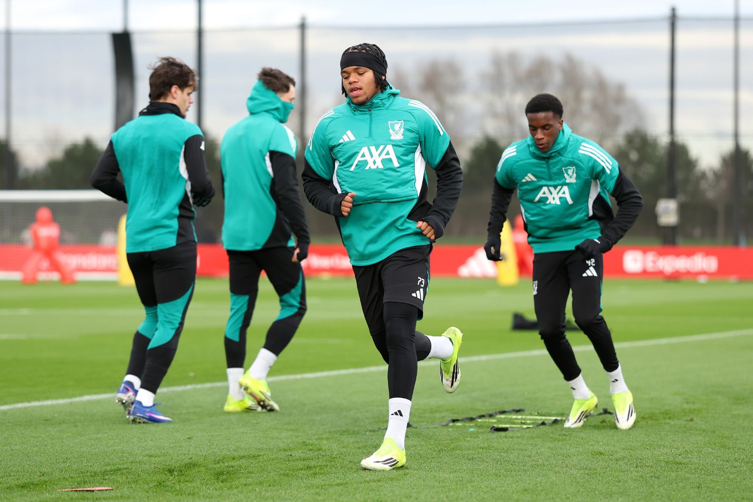 Rio Ngumoha of Liverpool in training