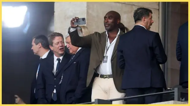 Sol Campbell watches England from the stands