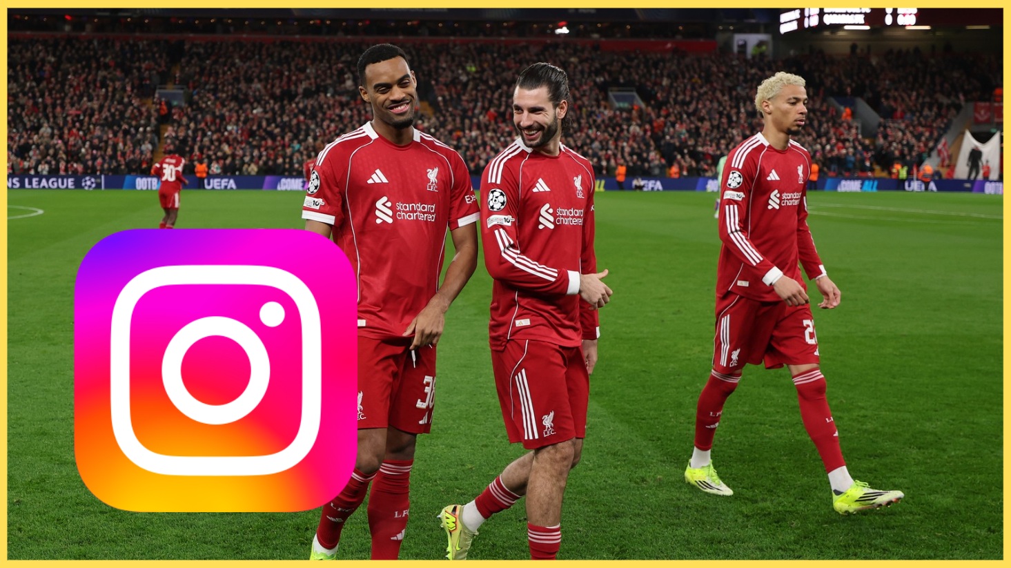 Ryan Gravenberch and Dominik Szoboszlai share a light-hearted moment before Liverpool's game against Qarabag