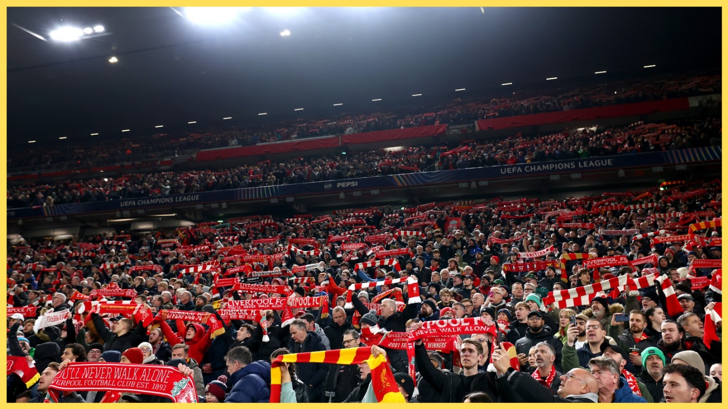 Liverpool fans sing You'll Never Walk Alone prior to the 6-0 win over Qarabag at Anfield