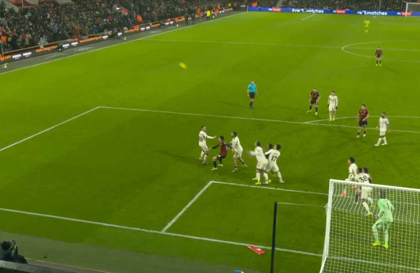 Curtis Jones accidentally bumps into Virgil van Dijk just before Amine Adli's stoppage-time winner