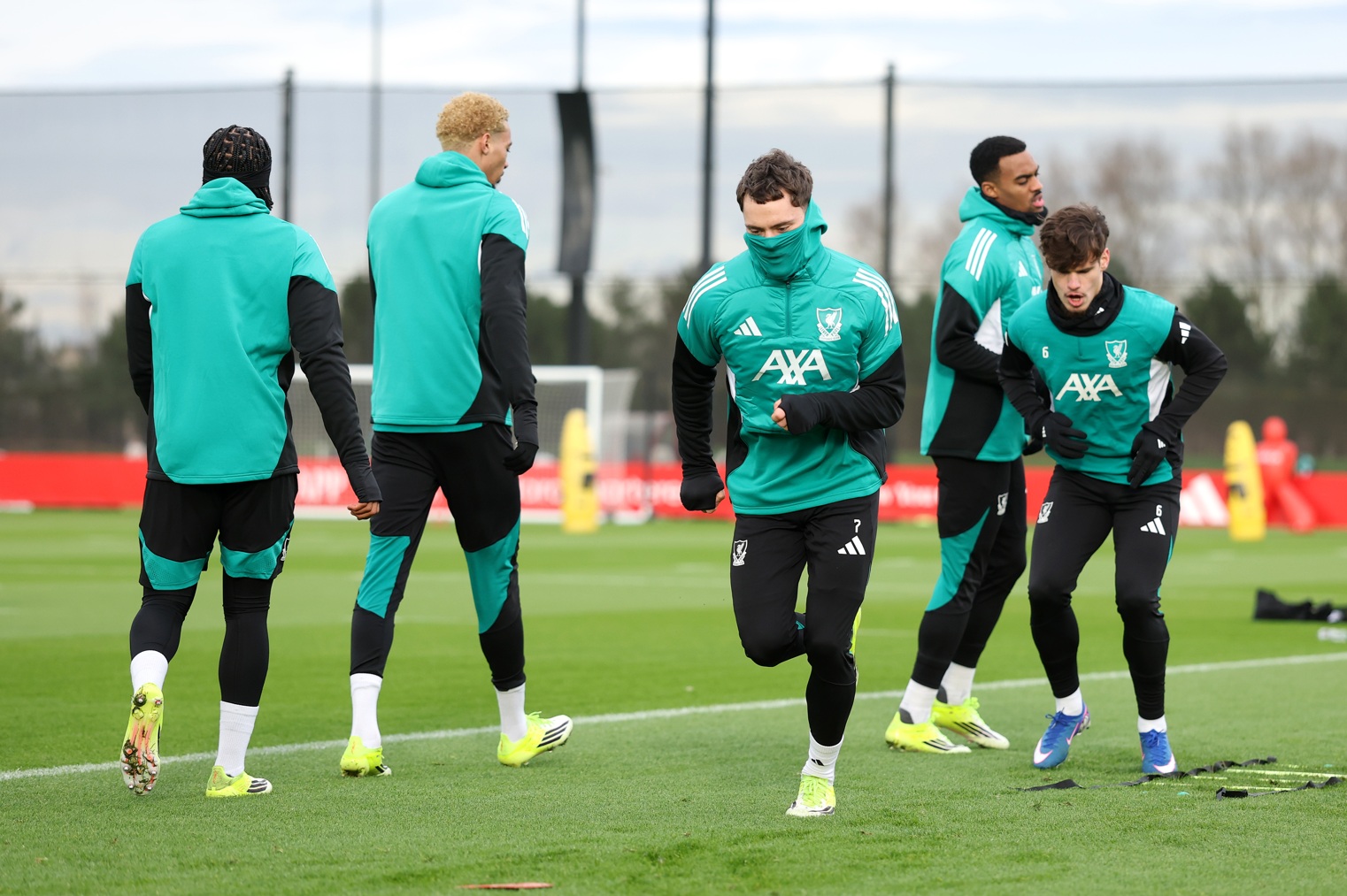 The Liverpool squad trained on Tuesday prior to flying out to Marseille for their Champions League fixture