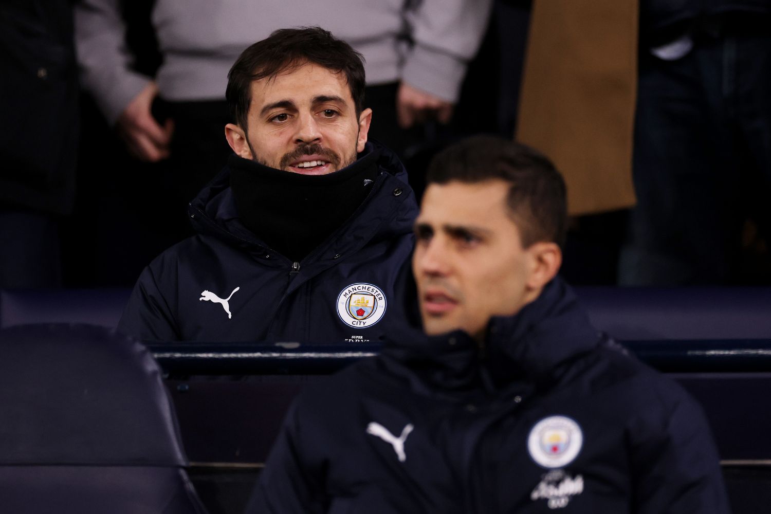Bernardo Silva watches Man City play Newcastle