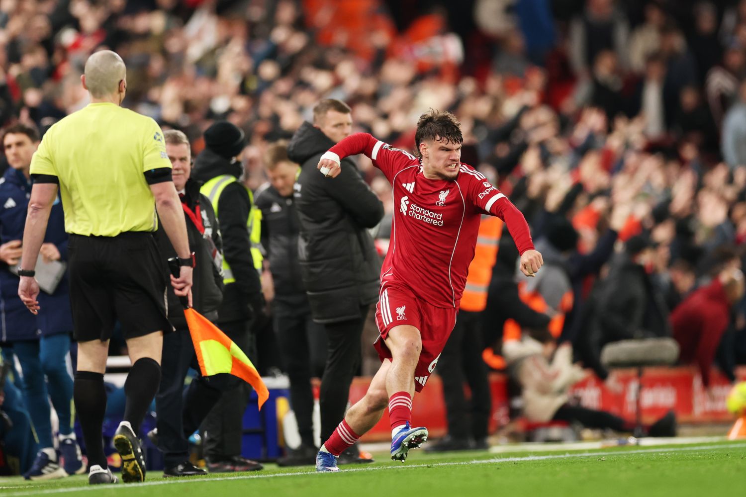 Milos Kerkez celebrates against Newcastle