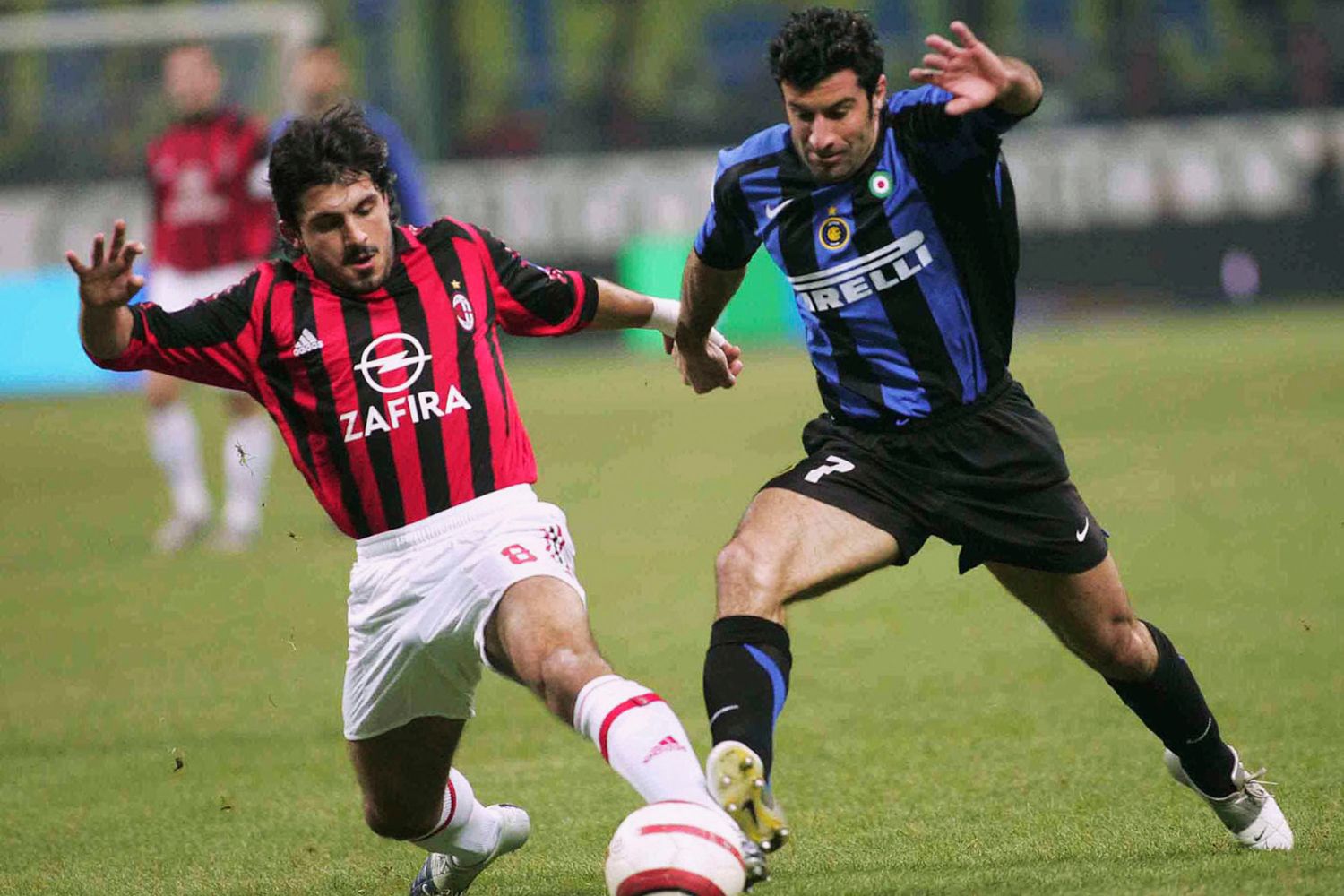 Luis Figo plays for Inter Milan in 2005