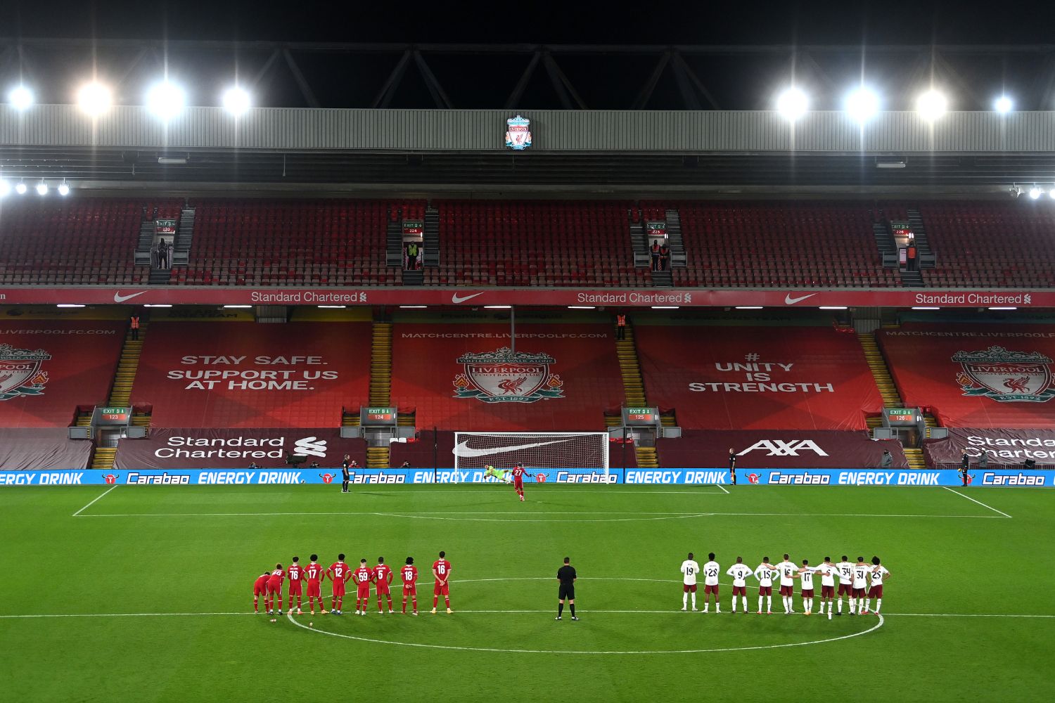 Arsenal and Liverpool take part in a penalty shootout at Anfield in 2020