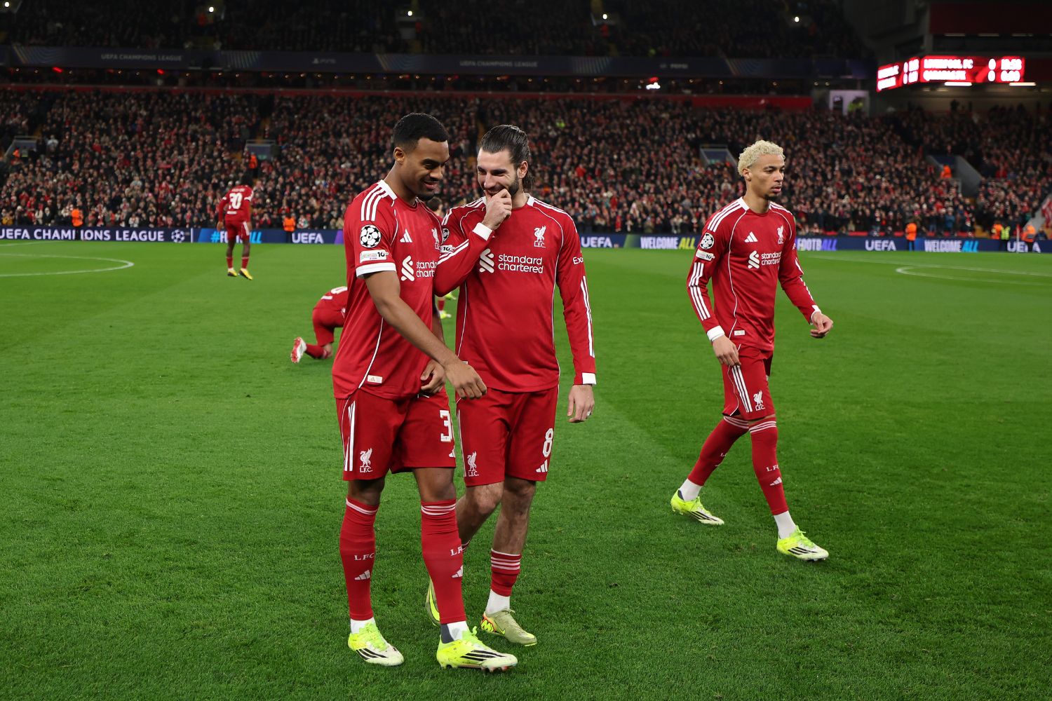 Ryan Gravenberch and Dominik Szoboszlai of Liverpool