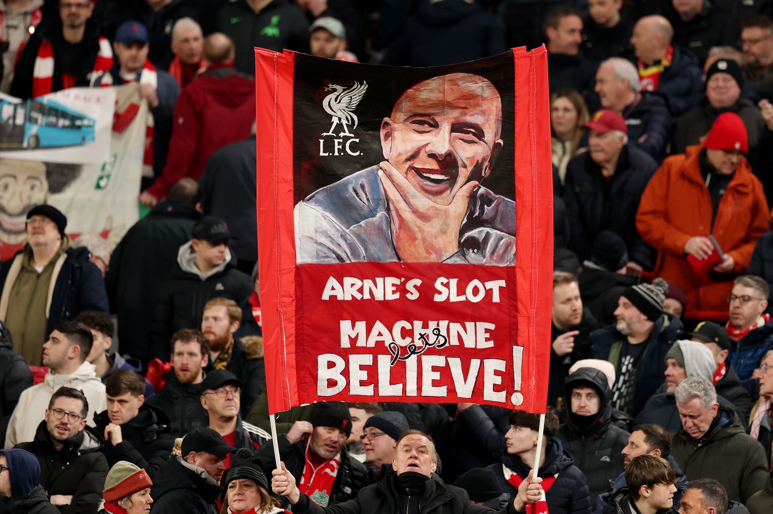 Plenty of match-going Liverpool supporters have continued to give their firm backing to Arne Slot