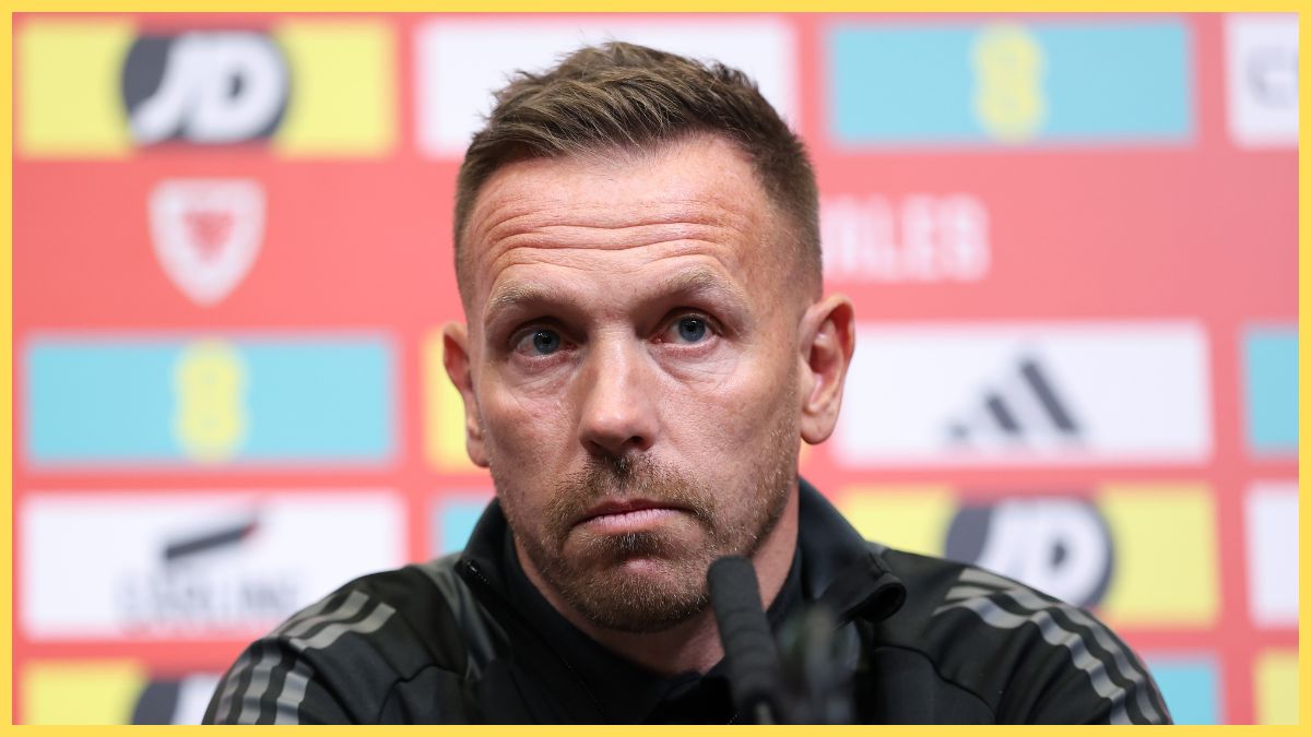 Craig Bellamy, Head Coach of Wales speaks to the media during a press conference