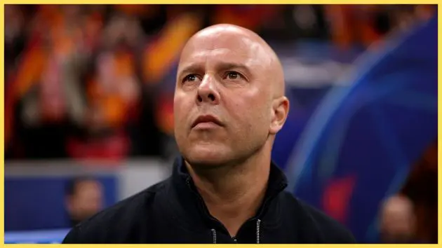 Arne Slot looks on during Liverpool game.