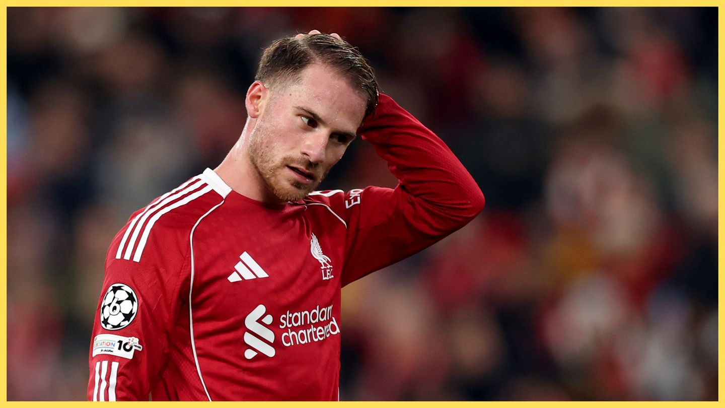 Alexis Mac Allister scratches his head during Liverpool game.