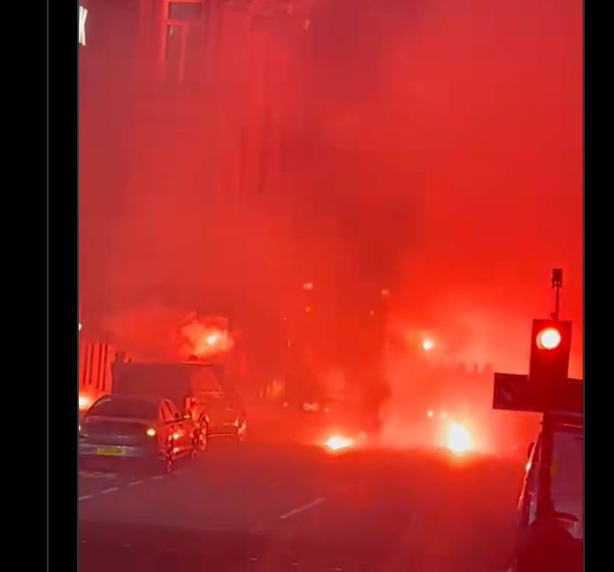 Galatasaray fans in Liverpool City Centre have caused a stir