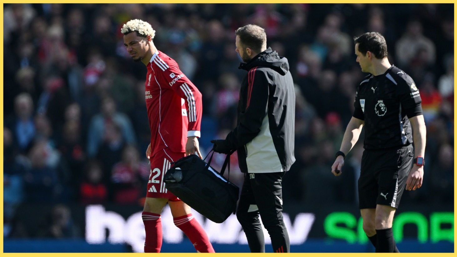 Hugo Ekitike went off injured in Liverpool's defeat at Brighton