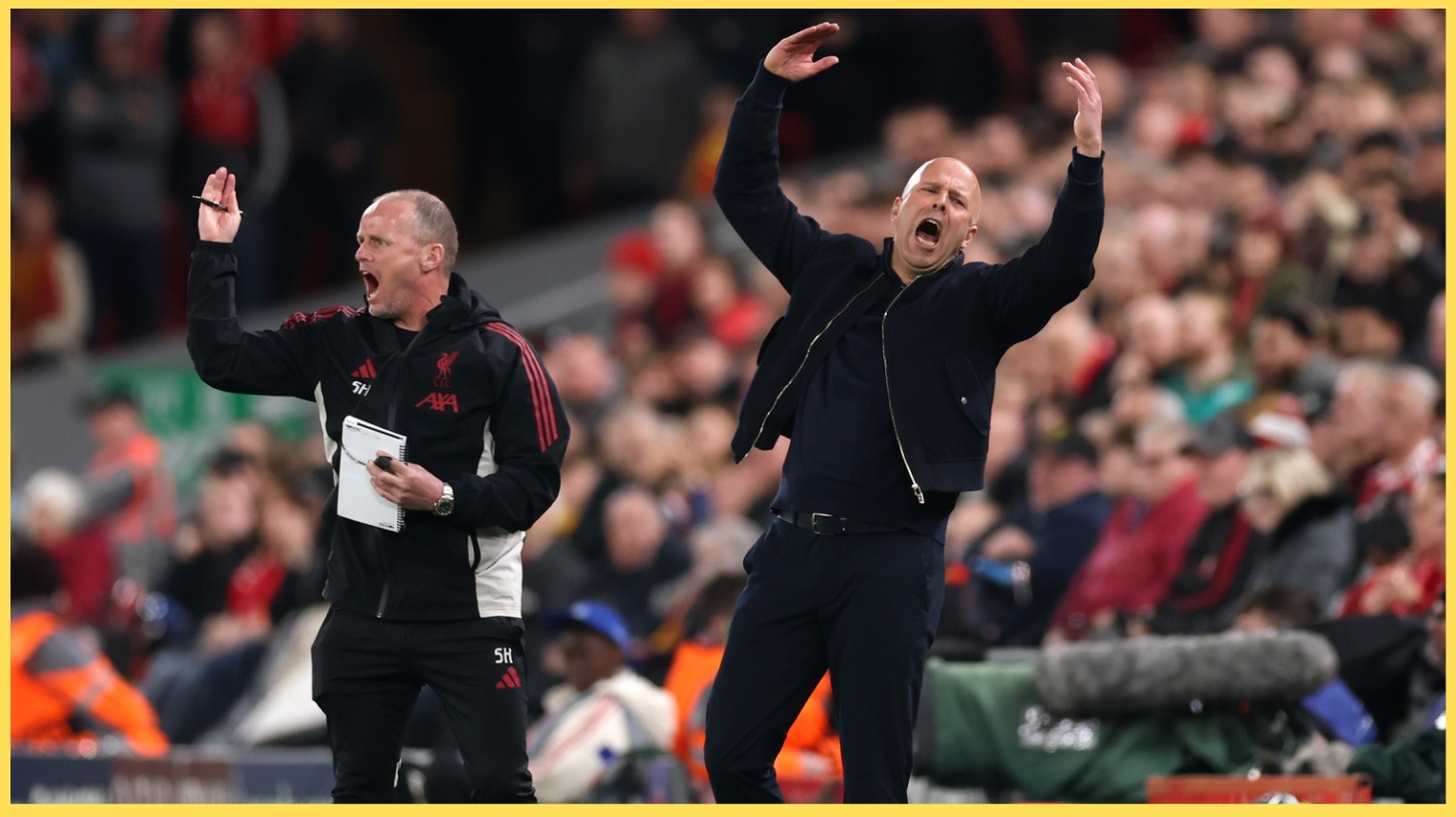 Arne Slot was enraged during the first half of Liverpool's match against Galatasaray