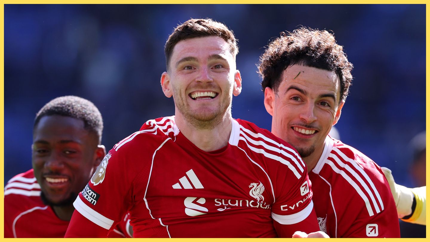 Konate and Jones push Andy Robertson during Liverpool game.