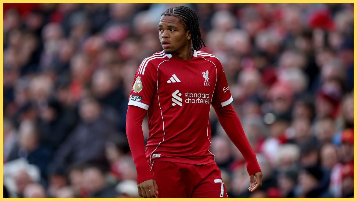 Rio Ngumoha of Liverpool during the Premier League match between Liverpool and Fulham at Anfield