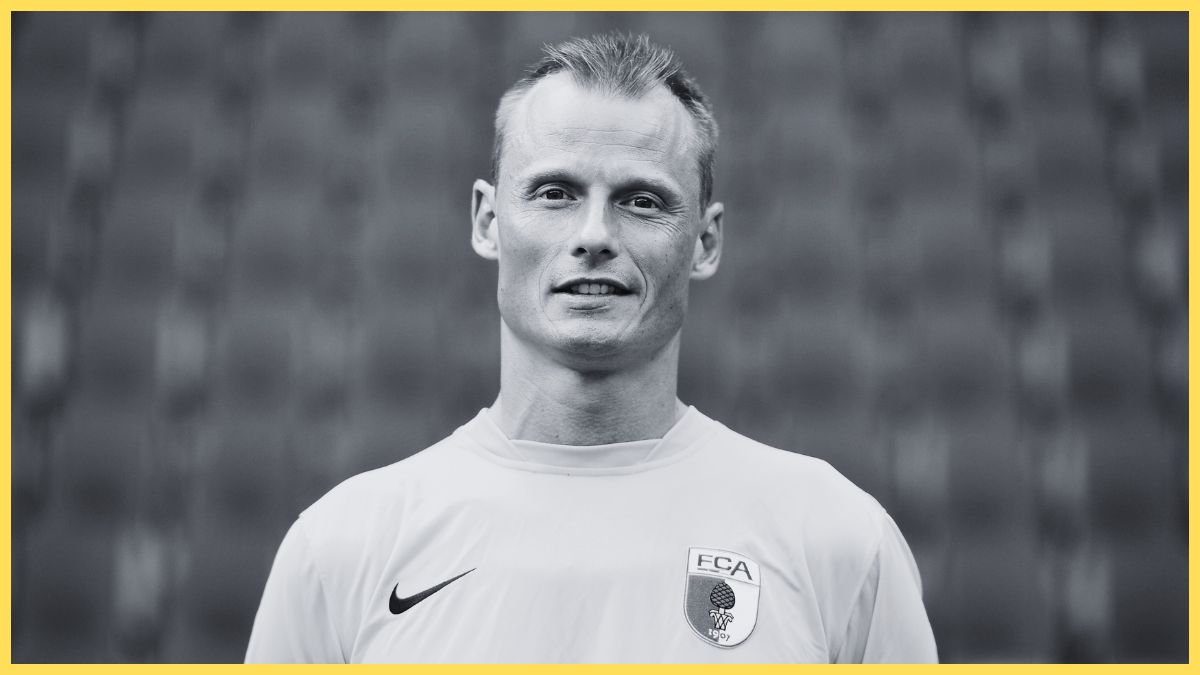 Alexander Manninger poses during the team presentation of FC Augsburg at SGL Arena on July 16, 2014