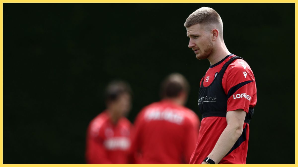 Adam Wharton of Crystal Palace is pictured during the training Session and Press Conference prior to the UEFA Conference League 2025/26 Quarter-Final Second Leg match at Crystal Palace FC Training Ground